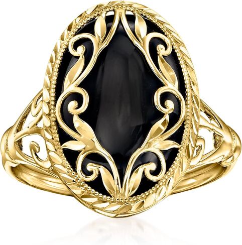 Ross-Simons Onyx Scrollwork Ring في الذهب الأصفر 14kt in Kuwait