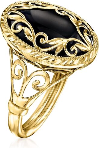 Ross-Simons Onyx Scrollwork Ring في الذهب الأصفر 14kt in Kuwait