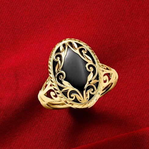 Ross-Simons Onyx Scrollwork Ring في الذهب الأصفر 14kt in Kuwait