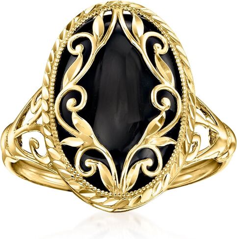 Ross-Simons Onyx Scrollwork Ring in 14kt Yellow Gold in Saudi Arabia