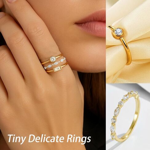 8pcs حلقات التراص الذهب مجموعة للنساء قابلة للتكديس حزمة غير مشوهة الحد الأدنى البسيط 14K حلقات الذهب والفضة هدايا هدية المجوهرات الفولاذ المقاوم للصدأ hypoallergenic in Kuwait