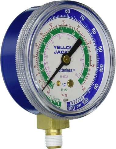 Yellow Jacket 49002 2-1/2" Gauge (Degrees F), Blue Compound, 30", 0-120 (Retard Protection to 350 psi), R-12/22/502 in Saudi Arabia