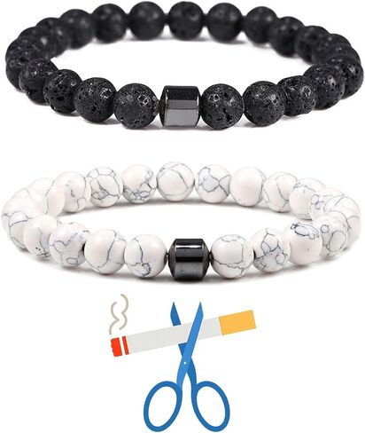 Smoking Cessation Bracelet for Women Men Anti Smoking Bracelet Quit Smoking Bracelet Magtherapy Lymphatic Drainage Lymph Nodes Acupressure Protection Bracelets Anxiety Stress Relief Gifts in Saudi Arabia