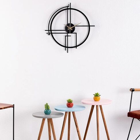 Metal Wall Clock – Stylish Industrial & Modern Design, 35-100 cm (13.8"-39.4") – Premium Quality Steel, Available in Black, Silver & Gold, Easy Wall Mount, (Black, 50cm - 20 Inches) in Saudi Arabia