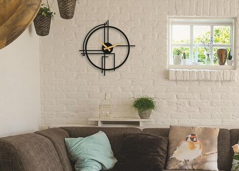 Metal Wall Clock – Stylish Industrial & Modern Design, 35-100 cm (13.8"-39.4") – Premium Quality Steel, Available in Black, Silver & Gold, Easy Wall Mount, (Black, 50cm - 20 Inches) in Saudi Arabia