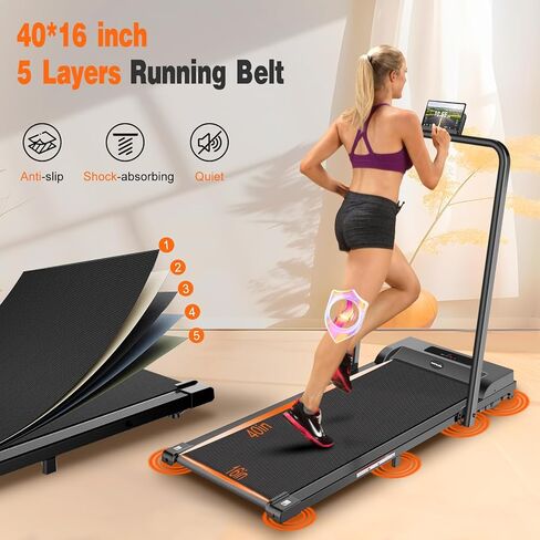 3.0 HP Foldable Portable Folding Small Treadmills for Home Office with 300 LBS Capacity, Walking Running Exercise Electric Compact Treadmill with LED Display in Kuwait