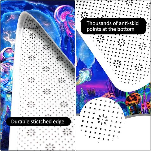 سجادة منطقة رائد فضاء Blacklight ، سجادة كبيرة للأشعة فوق البنفسجية للأشعة فوق البنفسجية ، سجادة حصيرة مضيئة الفلورسنت غير المنقولة ، توهج في النباتات المظلمة قناديل البحر ديكور غرفة نوم الفضاء 70 × 47 بوصة in Kuwait