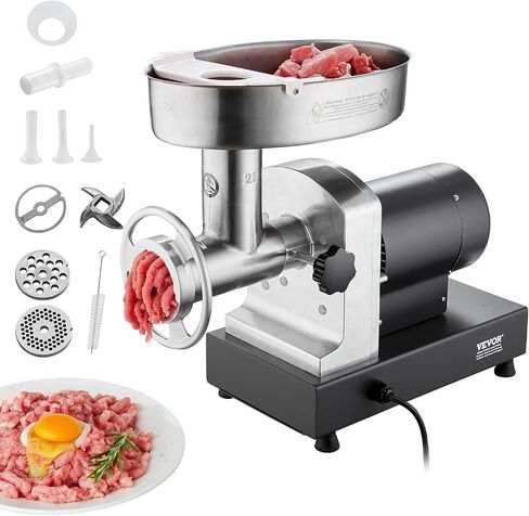 VEVOR Meat Grinder, 14 Lbs/Min Capacity Electric Meat Grinders with Blade, Grinding Plate, Sausage Maker, Stainless Steel Commercial Meat Mincer for Kitchen Restaurant Butcher Store in Saudi Arabia