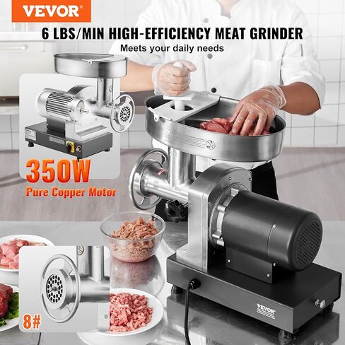 VEVOR Meat Grinder, 14 Lbs/Min Capacity Electric Meat Grinders with Blade, Grinding Plate, Sausage Maker, Stainless Steel Commercial Meat Mincer for Kitchen Restaurant Butcher Store in Saudi Arabia