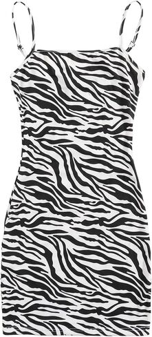 Wdirara للسيدات البقر المطبوع Bodycon Mini Cami Dress Draghetti Dresses Strap in Saudi Arabia