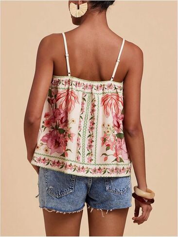 Soly Hux Women's Boho Floral Cami Top Spaghetti Strap Ocleseless Facitures Summer Camisole in Kuwait