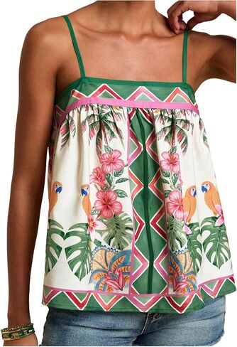Soly Hux Women's Boho Floral Cami Top Spaghetti Strap Ocleseless Facitures Summer Camisole in Kuwait