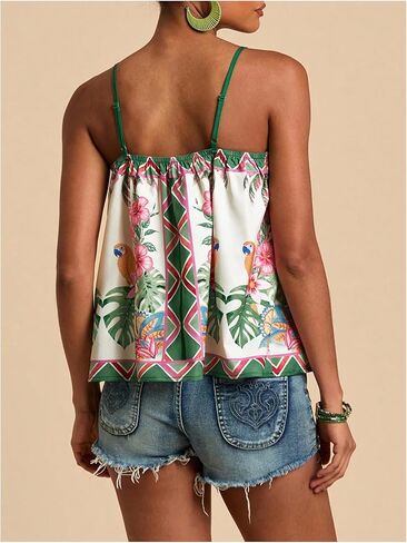 Soly Hux Women's Boho Floral Cami Top Spaghetti Strap Ocleseless Facitures Summer Camisole in Kuwait