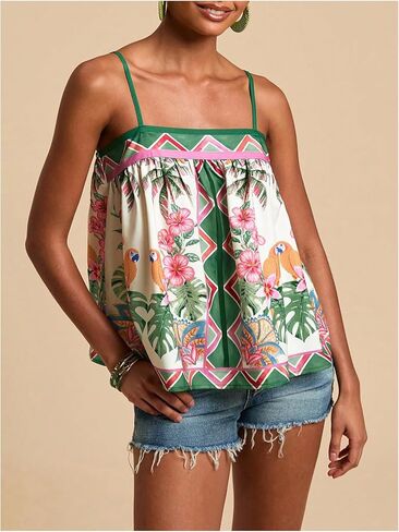 Soly Hux Women's Boho Floral Cami Top Spaghetti Strap Ocleseless Facitures Summer Camisole in Kuwait