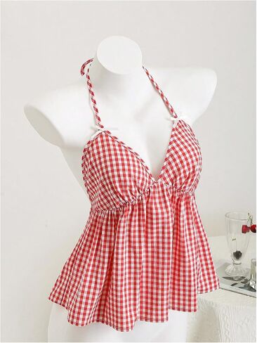 Milumia النسائية المنقوقة الطباعة بلا أكمام peplum top bow tie backless hem hem hem cami cami tops in Kuwait