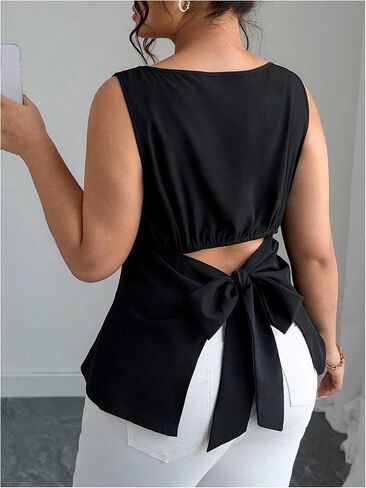 Soly Hux Women's Plus Size Tank Tops Tops Tie Bow Back Olcaled Summal Summer Top in Kuwait