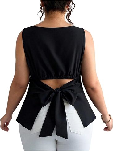 Soly Hux Women's Plus Size Tank Tops Tops Tie Bow Back Olcaled Summal Summer Top in Kuwait