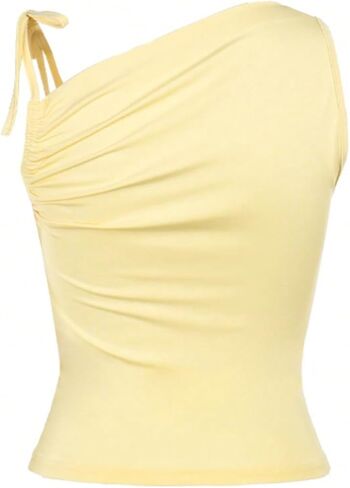Soly Hux النسائي Ruched aruched arched chanp ank top top tip kweveless out out out tops in Saudi Arabia