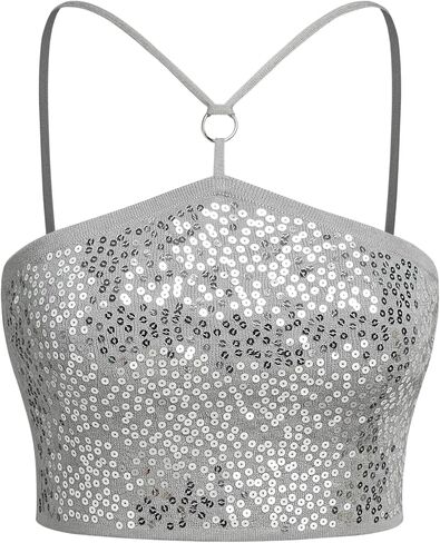 CIDER Halter Sequin Crop Knitted Cami Top in Saudi Arabia
