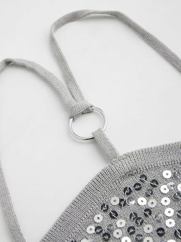 CIDER Halter Sequin Crop Knitted Cami Top in Saudi Arabia