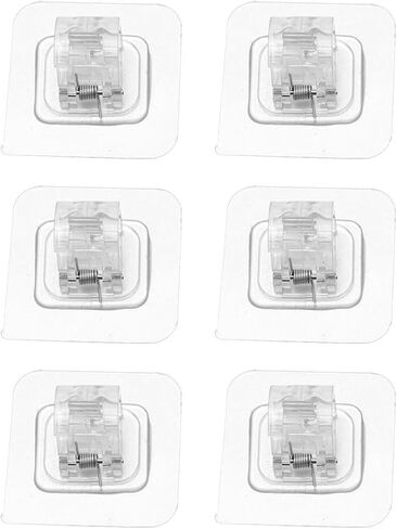 6 Pcs Transparent Non Drilled Curtain Rod Bracket, Transparent Non Drilled Curtain Rod Bracket, Self-Adhesive Wall Hanging Curtain Hook,Square Bathroom Hook(6 pcs) in Saudi Arabia