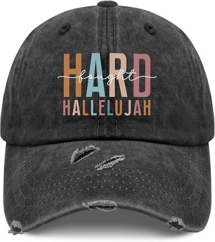 Hard Fought Hallelujahs Hats for Men Classic Washed Distressed Baseball Caps in Saudi Arabia