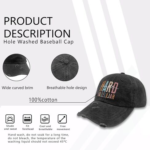 Hard Fought Hallelujahs Hats for Men Classic Washed Distressed Baseball Caps in Saudi Arabia