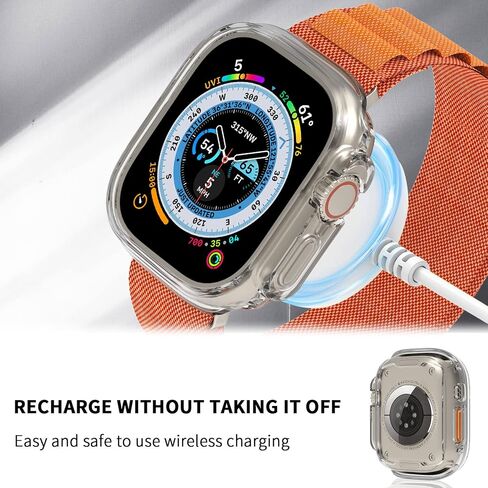 [2 Pack] Penom Compatible for Apple Watch Ultra Case 49mm Bumper Cover, Soft TPU Shockproof Protective Scratch-Resistant Frame for iWatch Series 8 Ultra 49 MM [No Screen Protector] - Orange in Saudi Arabia