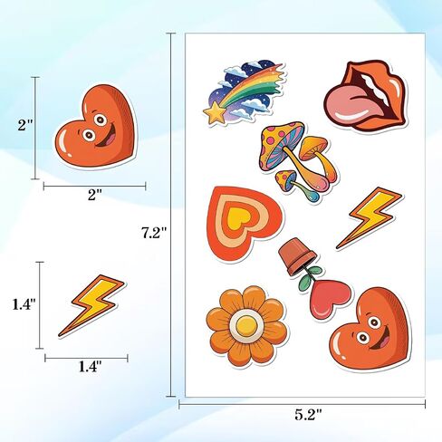 100pcs Hippie Stickers, Groovy 70s Retro Hippy Sticker Waterproof Vinyl Perfect for Phone Cases, Laptops, Luggage, Birthday Parties, Picnic Crafts, and Daily Decoration in Kuwait