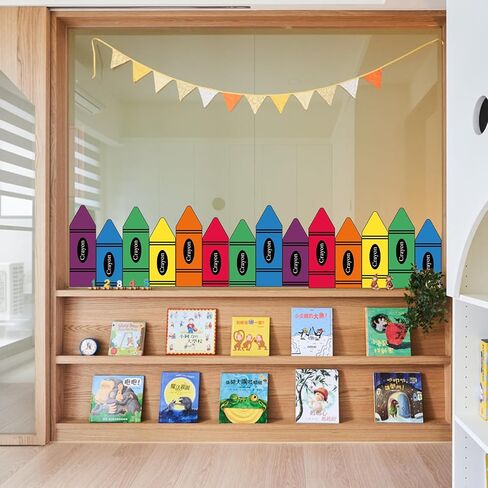 9 Sheets Back to School Crayon Window Cling Stickers Colored Crayon Double-Sided Reusable Window Decals for First Day of School Party Home Classroom Decor in Saudi Arabia