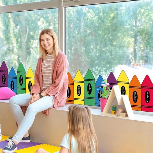 9 Sheets Back to School Crayon Window Cling Stickers Colored Crayon Double-Sided Reusable Window Decals for First Day of School Party Home Classroom Decor in Saudi Arabia
