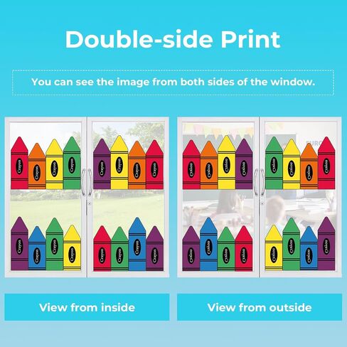 9 Sheets Back to School Crayon Window Cling Stickers Colored Crayon Double-Sided Reusable Window Decals for First Day of School Party Home Classroom Decor in Saudi Arabia
