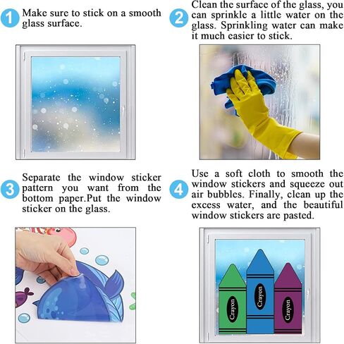 9 Sheets Back to School Crayon Window Cling Stickers Colored Crayon Double-Sided Reusable Window Decals for First Day of School Party Home Classroom Decor in Saudi Arabia