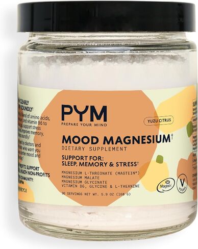 PYM Mood Magnesium Powder Packets (10-Servings) Magnesium Glycinate, L-Threonate & Malate Powder | Aid & Mood Support Supplement for Stress in Kuwait