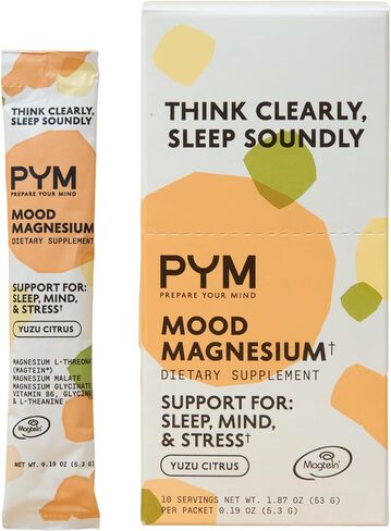 PYM Mood Magnesium Powder Packets (10-Servings) Magnesium Glycinate, L-Threonate & Malate Powder | Aid & Mood Support Supplement for Stress in Kuwait