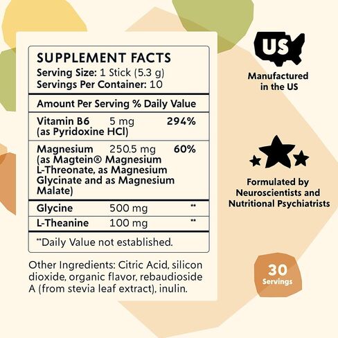 PYM Mood Magnesium Powder Packets (10-Servings) Magnesium Glycinate, L-Threonate & Malate Powder | Aid & Mood Support Supplement for Stress in Kuwait