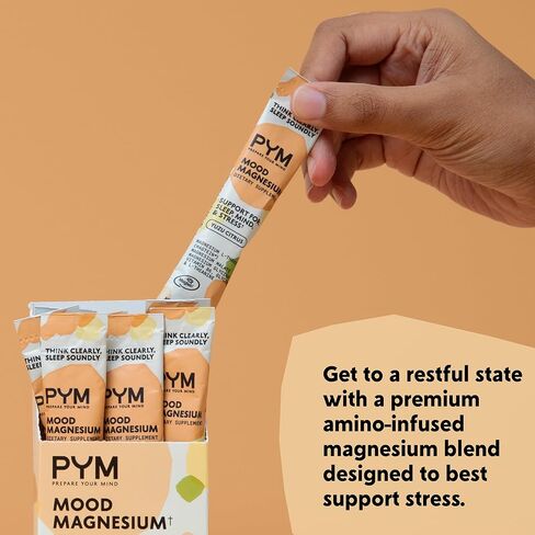 PYM Mood Magnesium Powder Packets (10-Servings) Magnesium Glycinate, L-Threonate & Malate Powder | Aid & Mood Support Supplement for Stress in Kuwait