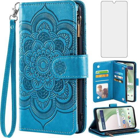 Asuwish Phone Case for Tracfone BLU View 5 B160V Wallet Cover with Tempered Glass Screen Protector and Flower Leather Flip Credit Card Holder Stand Cell Trac Fone Blue View5 160V 2024 Women Men Grey in Saudi Arabia
