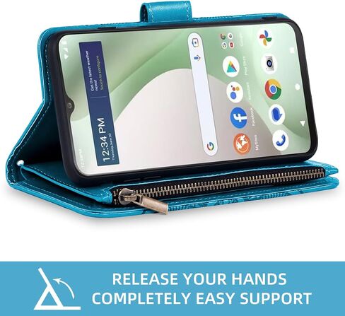 Asuwish Phone Case for Tracfone BLU View 5 B160V Wallet Cover with Tempered Glass Screen Protector and Flower Leather Flip Credit Card Holder Stand Cell Trac Fone Blue View5 160V 2024 Women Men Grey in Saudi Arabia