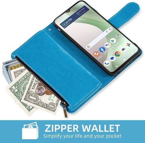 Asuwish Phone Case for Tracfone BLU View 5 B160V Wallet Cover with Tempered Glass Screen Protector and Flower Leather Flip Credit Card Holder Stand Cell Trac Fone Blue View5 160V 2024 Women Men Grey in Saudi Arabia