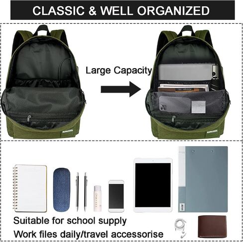 SUPACOOL Lightweight School Backpack with Pencil Pouch, Backpack for School Boys and Girls(Black backpack set) in Saudi Arabia