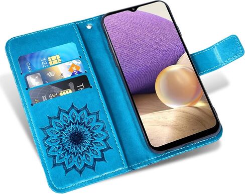 Phone Case for Samsung Galaxy A32 5G 6.5 inch Wallet with Tempered Glass Screen Protector and Leather Slim Flip Cover Card Holder Stand Cell Accessories Glaxay A 32 32A S32 G5 A326U Women Men Gray in Saudi Arabia
