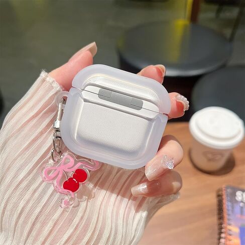 MINSCOSE Compatible with AirPods 4 Clear Case,Cute Cherry Bow Pretty Aesthetic Design with Keychain,Soft TPU Protective Shockproof Case for Women Girl for Airpods 4-Red in Kuwait