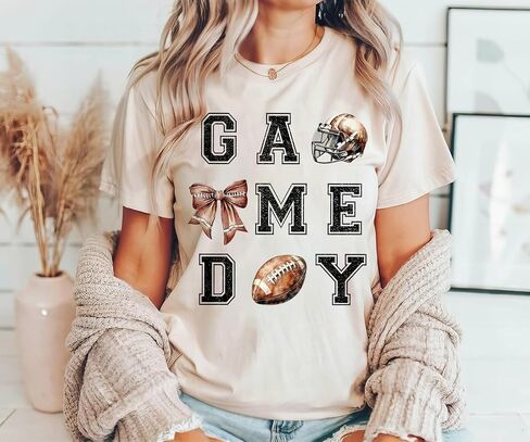 Football Shirts for Women, Vintage Football Mom Shirt Funny Graphic Tee Tops, Footballs Season Short Sleeve Shirts in Saudi Arabia
