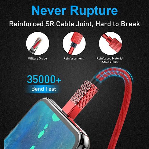 [ Apple MFi Certified ] iPhone Charger Cord 16Ft, Nylon Braided Long Lightning Cable to USB Cable, 2.4A Fast Charging Apple Cord Compatible with iPhone 11/11 Pro/11 Pro Max/XS/XS Max/XR/X/8/8 in Saudi Arabia