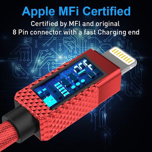 [ Apple MFi Certified ] iPhone Charger Cord 16Ft, Nylon Braided Long Lightning Cable to USB Cable, 2.4A Fast Charging Apple Cord Compatible with iPhone 11/11 Pro/11 Pro Max/XS/XS Max/XR/X/8/8 in Saudi Arabia