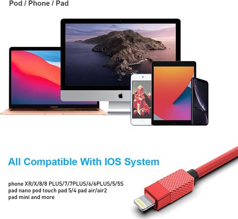 [ Apple MFi Certified ] iPhone Charger Cord 16Ft, Nylon Braided Long Lightning Cable to USB Cable, 2.4A Fast Charging Apple Cord Compatible with iPhone 11/11 Pro/11 Pro Max/XS/XS Max/XR/X/8/8 in Saudi Arabia