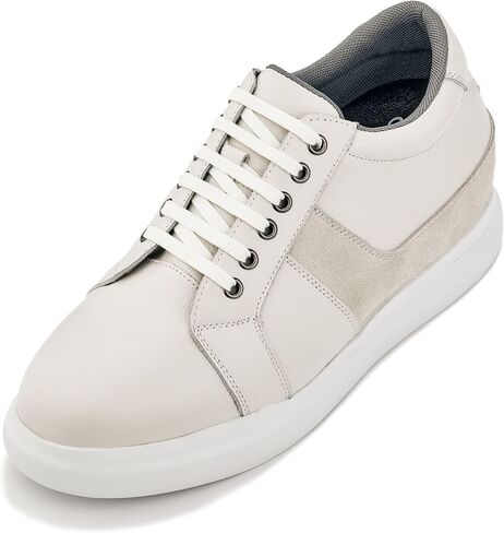 CALTO Men's Invisible Height Increasing Elevator Shoes - Coffee Brown Lightweight Leather Lace-up Fashion Sneakers - 3 Inches Taller - K1532 - Size 9 D(M) US in Saudi Arabia