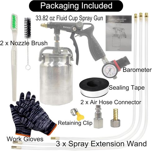 Undercoating Spray Gun with 33.82oz Aluminum Cup, 360° Spray Hose Woolwax Fluid Film Undercoating for Truck Bed Liner Powder Coating Spray Gun kit, Rubberized Undercoat, Car Rust Proofing in Saudi Arabia