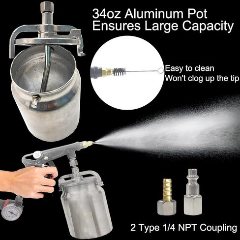 Undercoating Spray Gun with 33.82oz Aluminum Cup, 360° Spray Hose Woolwax Fluid Film Undercoating for Truck Bed Liner Powder Coating Spray Gun kit, Rubberized Undercoat, Car Rust Proofing in Saudi Arabia